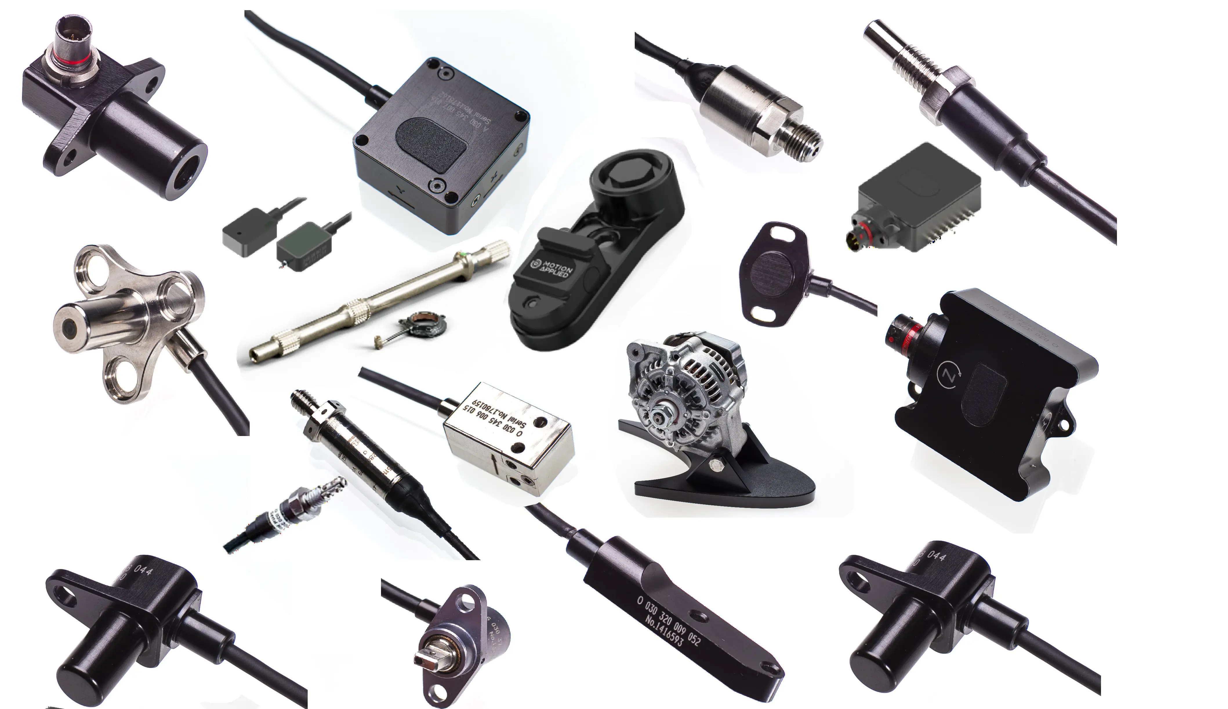 Collection of Motion Applied electronic sensors and interface units for position, speed, temperature and torque measurement.